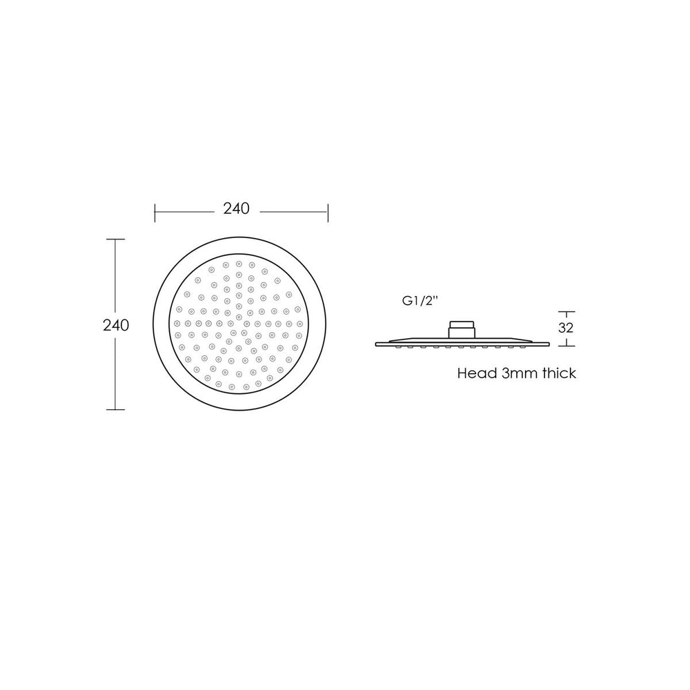 MONSOON Razor Round Shower Head Chrome 240mm
