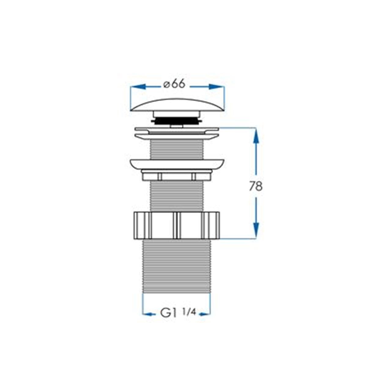 DOME POP UP Waste Without Overflow Chrome 32x80mm