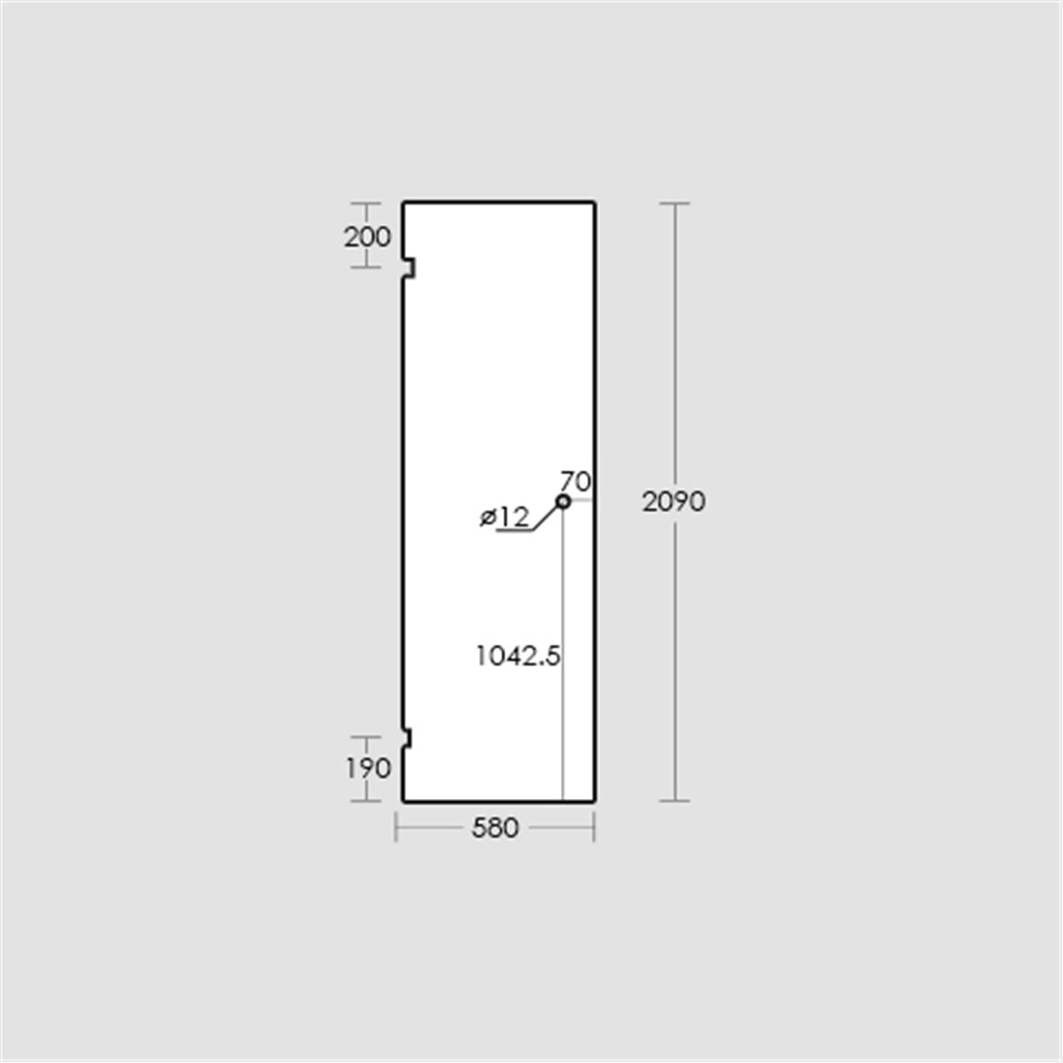 Door Panel Frameless Glass 580x2090x10mm
