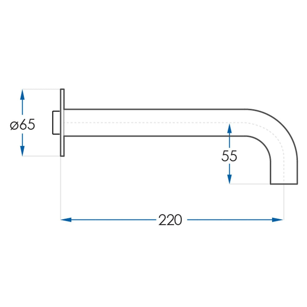 SPIN In Wall Bath Spout Chrome 220mm