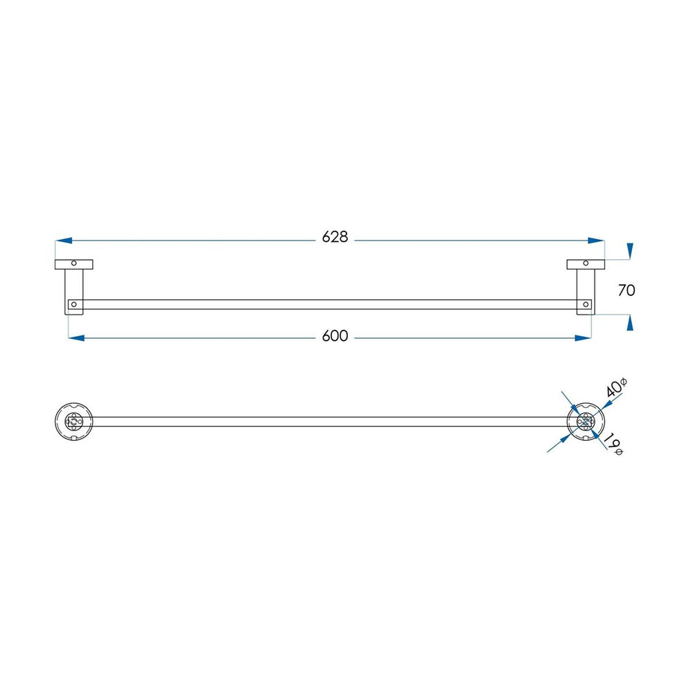 SPIN Towel Rail Chrome 600mm