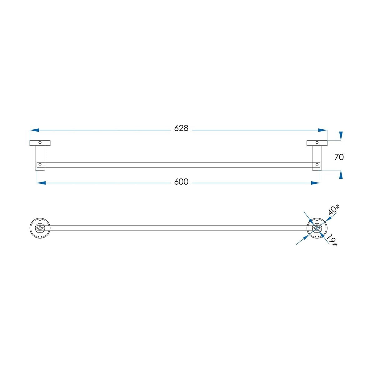 SPIN Towel Rail Chrome 600mm
