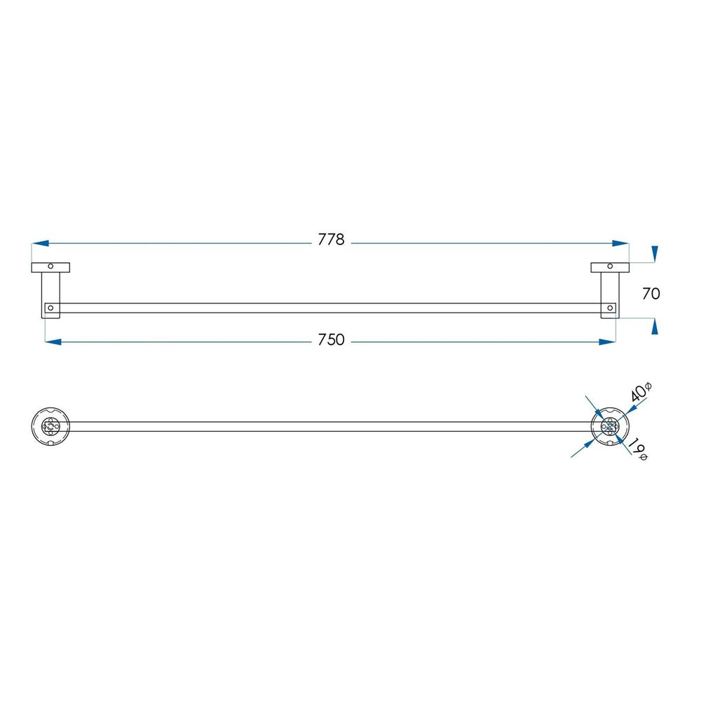 SPIN Towel Rail Brushed Brass 750mm
