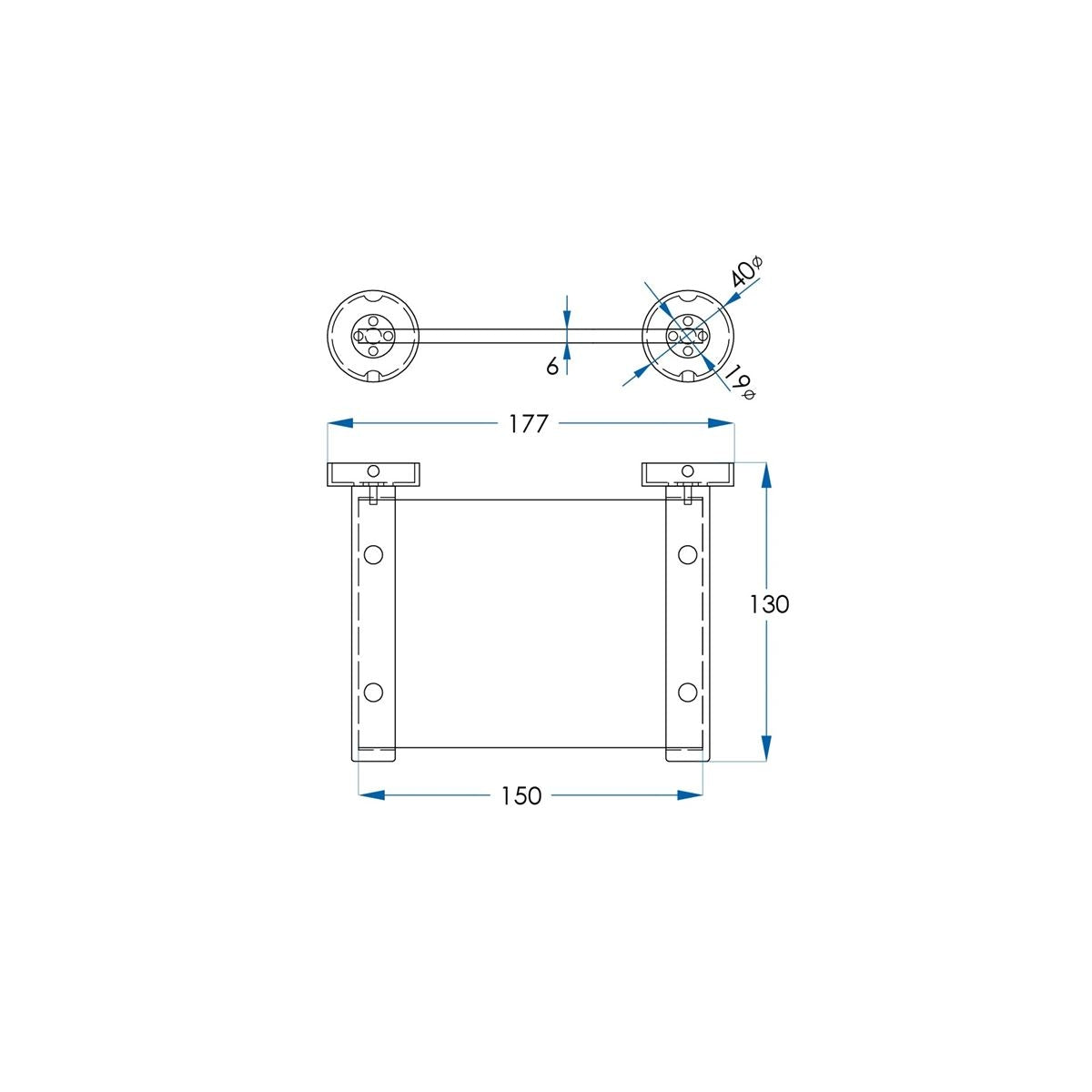 SPIN Glass Shelf Brushed Brass 150mm