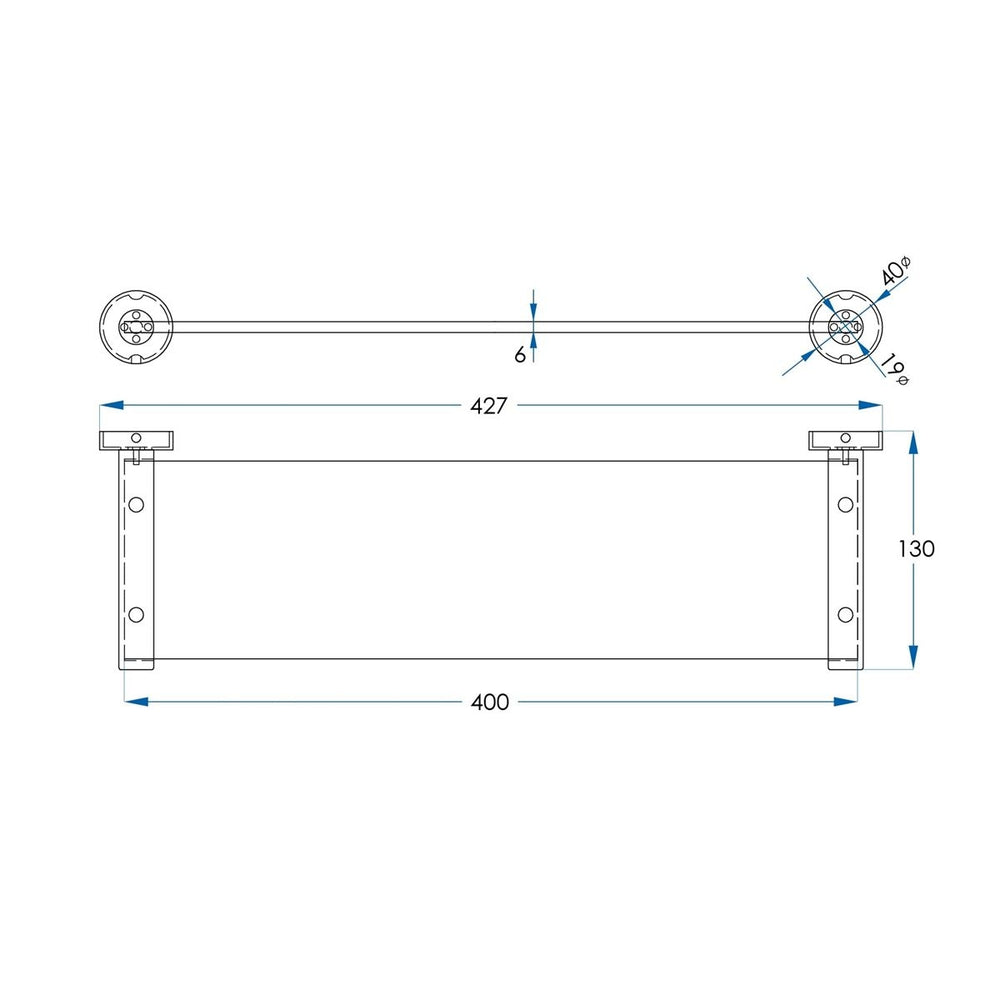 SPIN Glass Shelf Chrome 400mm