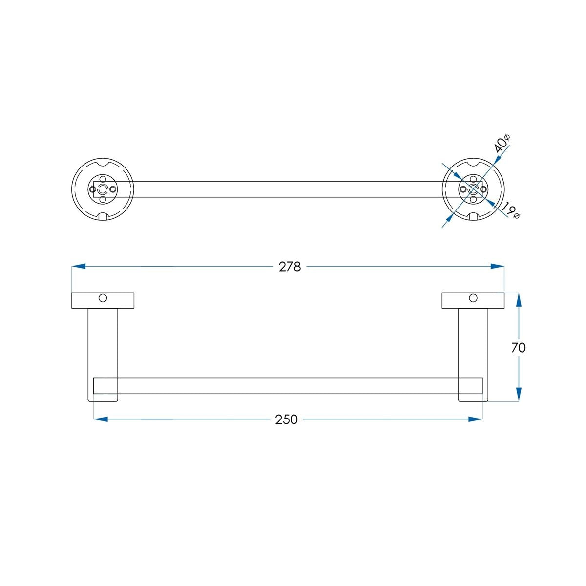 SPIN Hand Towel Rail Chrome 250mm