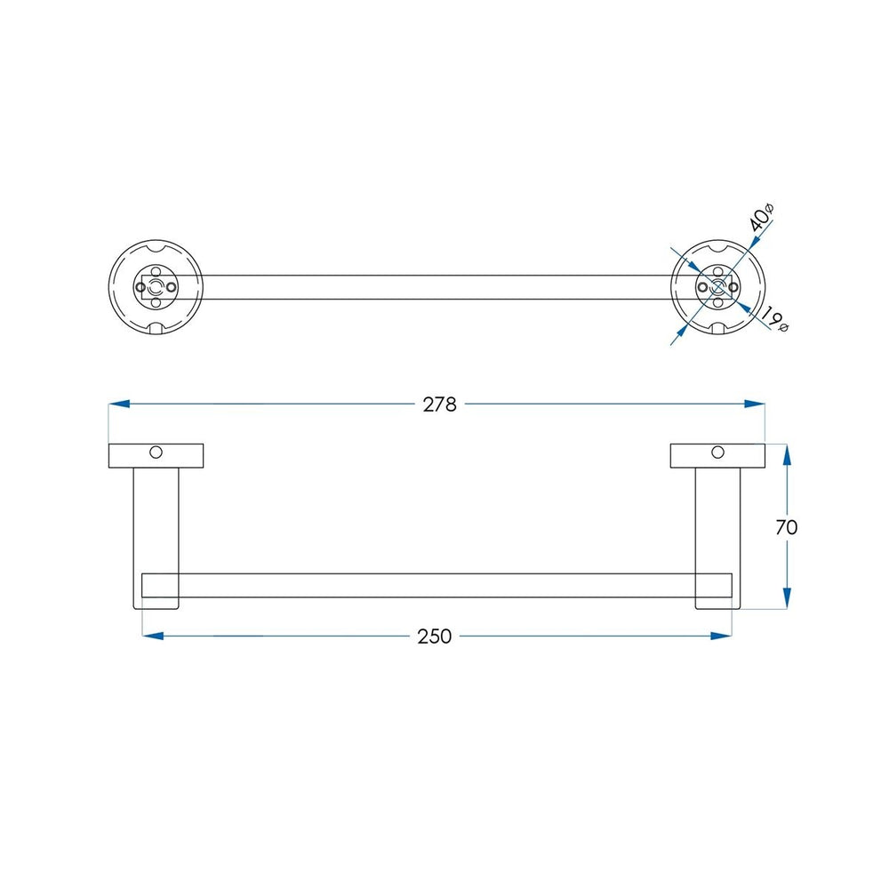 SPIN Hand Towel Rail Brushed Brass 250mm