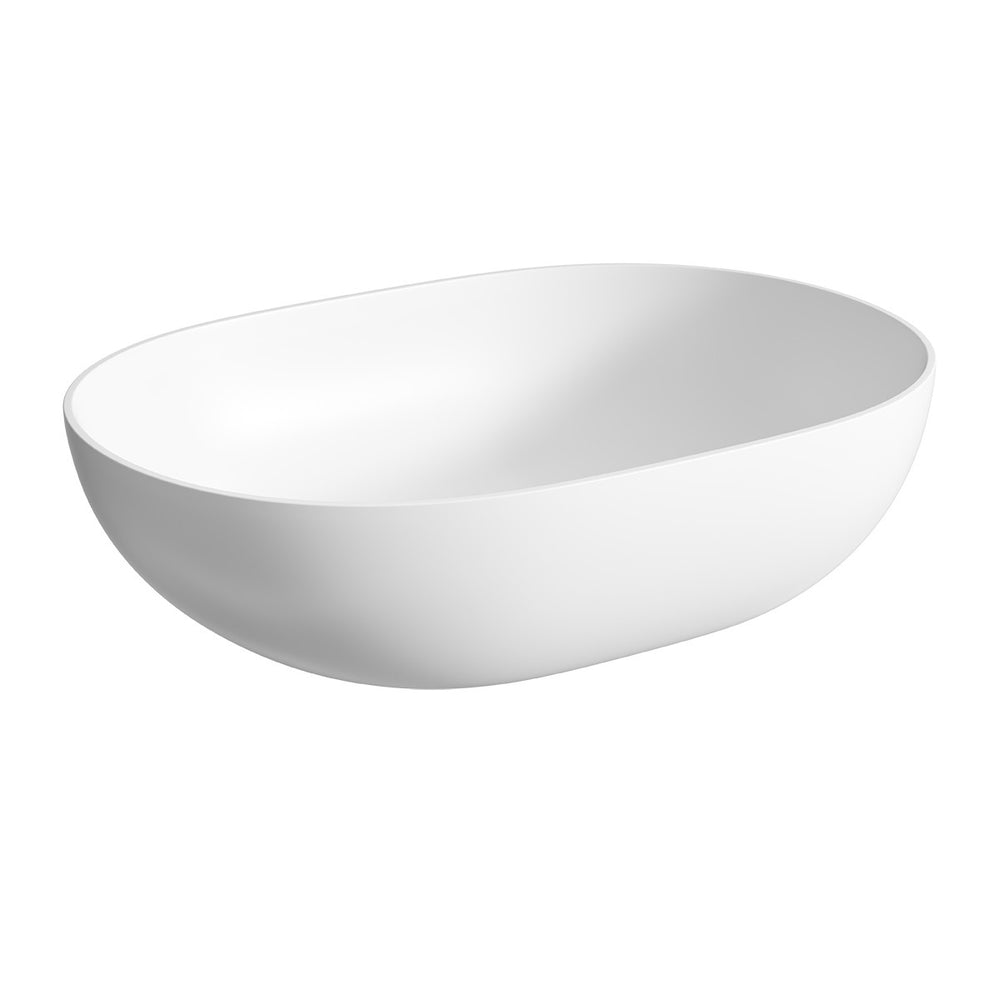LUSINI Solid Surface Bench Mount Basin Matte White