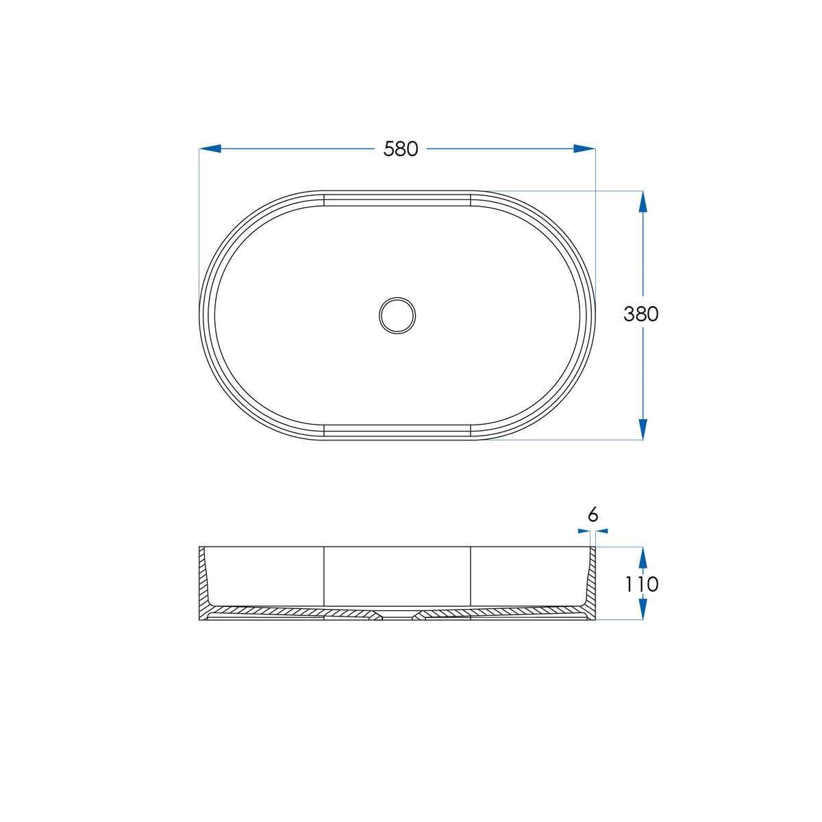 ELISSA Solid Surface Bench Mount Basin Matte White