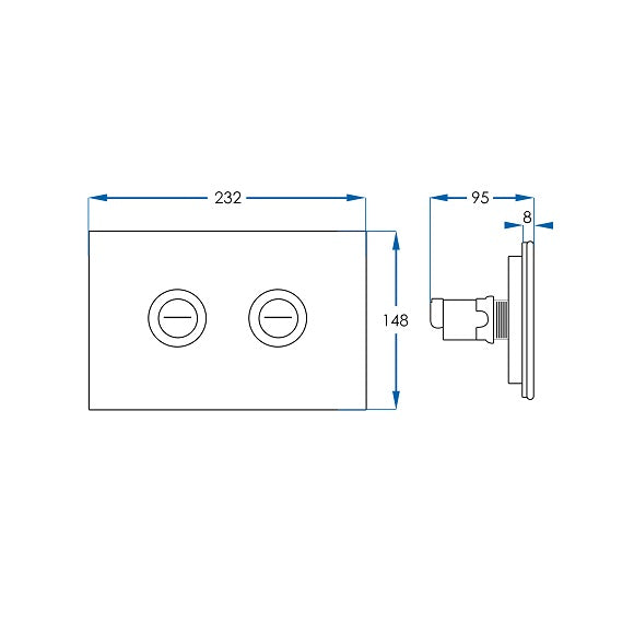 Push Plate for Pneumatic Cistern Black Glass 232x148mm