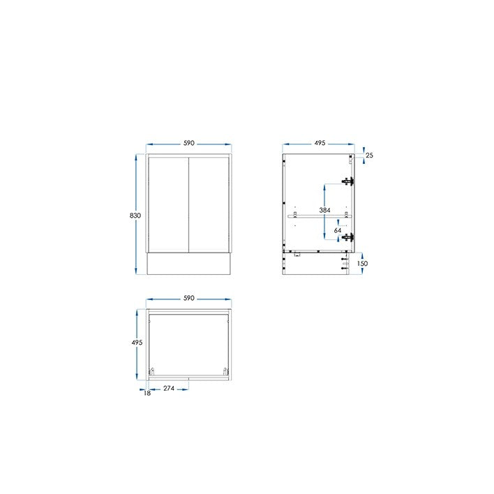 LYRA Floor Mount Vanity 600mm Gloss White