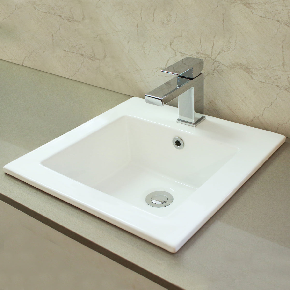 CEDUNA Slim Inset Basin Gloss White