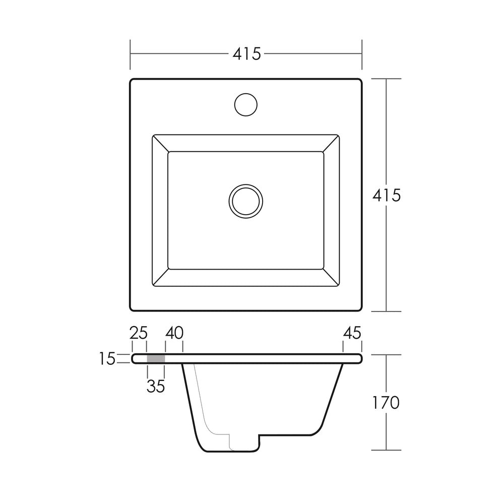 CEDUNA Slim Inset Basin Gloss White