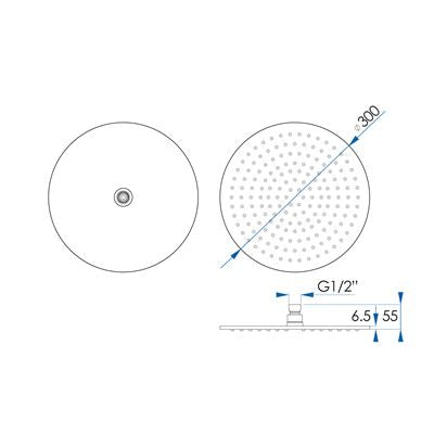 MONSOON Round Shower Head Brushed Brass 300mm