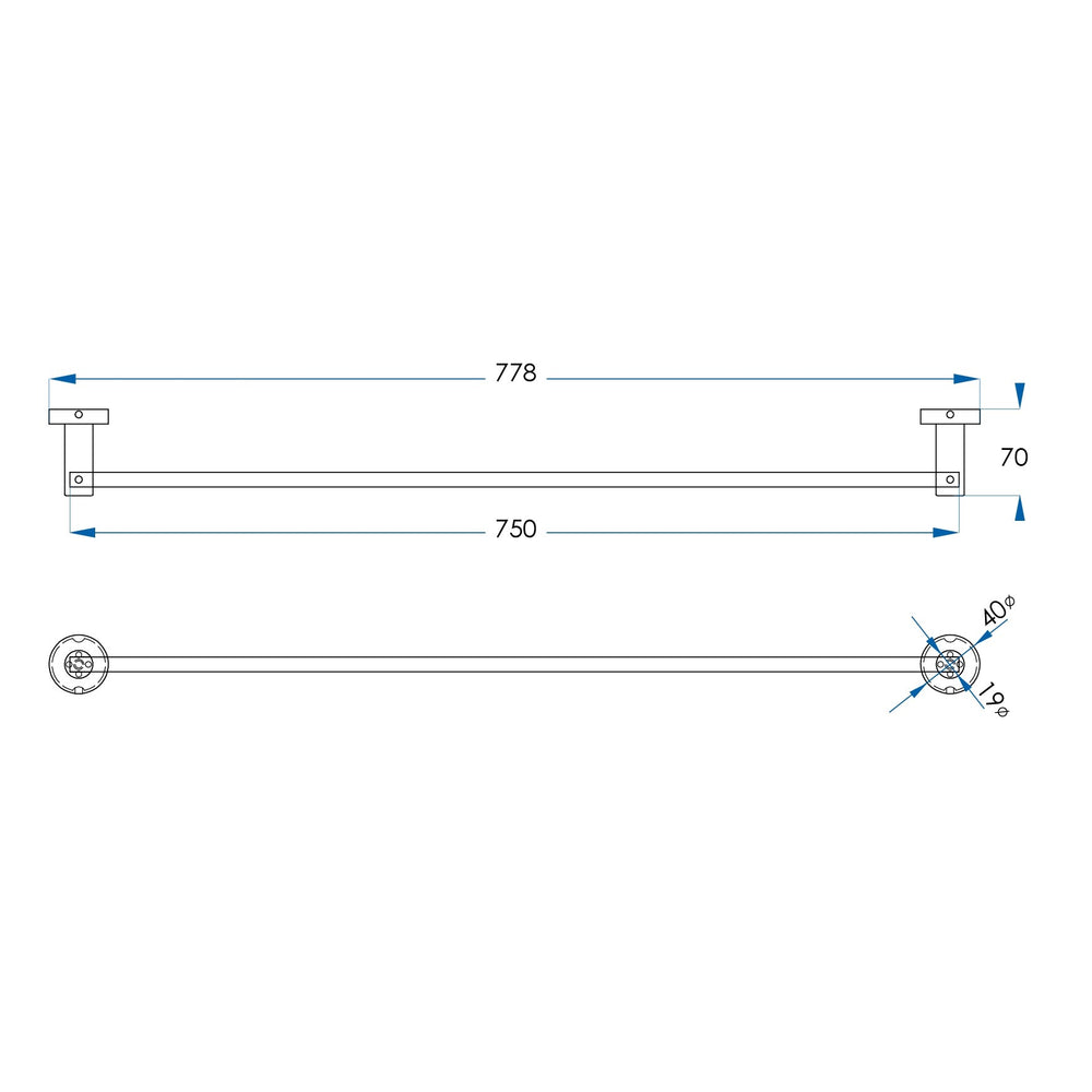 SPIN Towel Rail Chrome 750mm