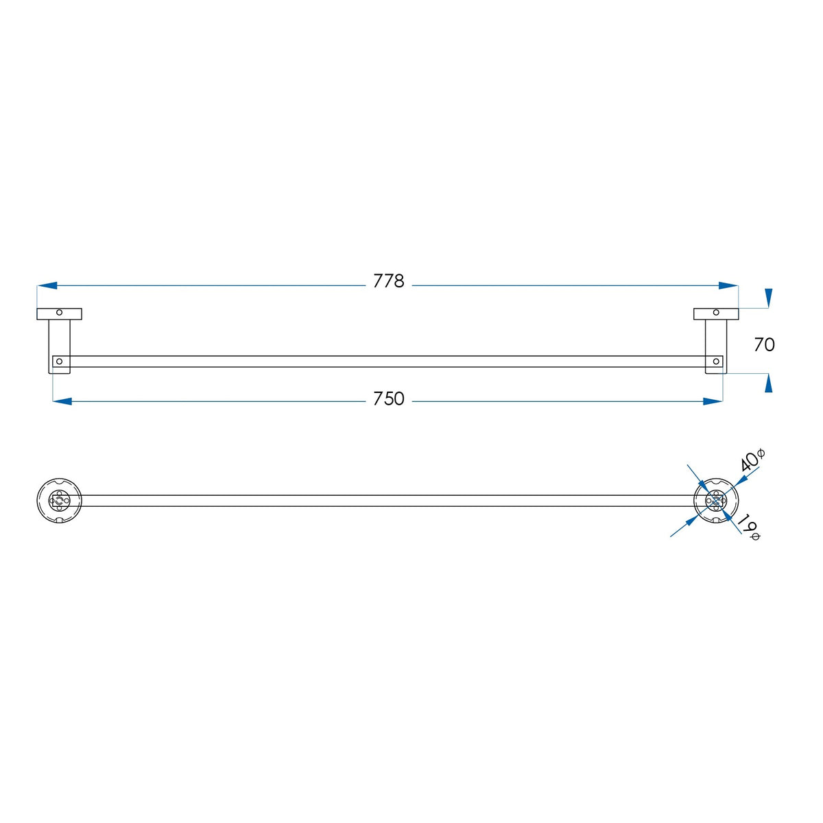 SPIN Towel Rail Chrome 750mm