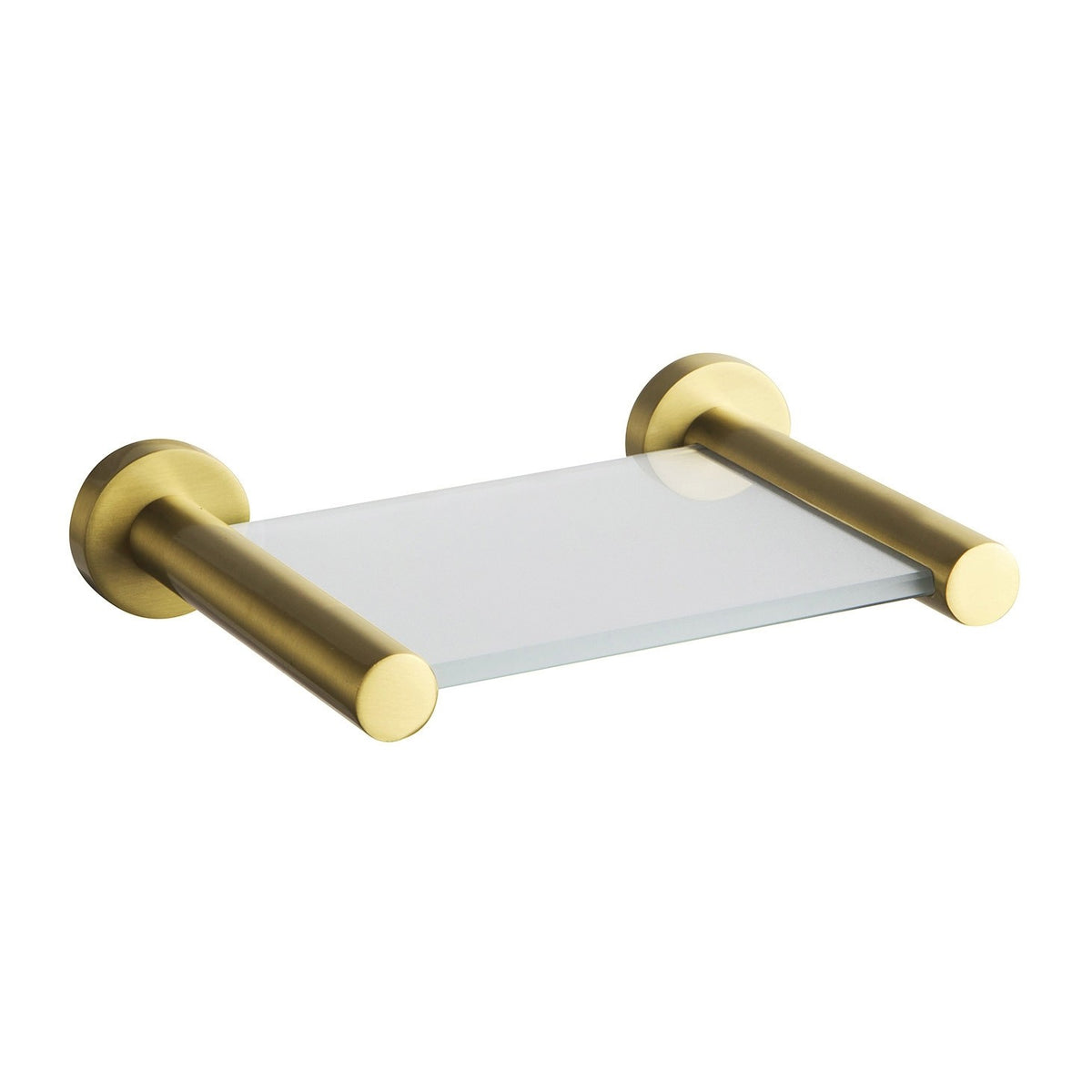 SPIN Glass Shelf Brushed Brass 150mm