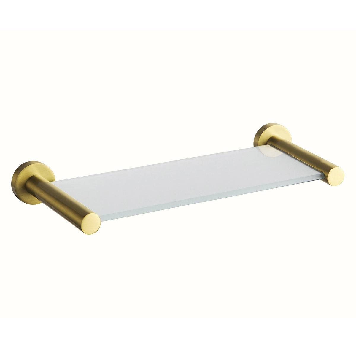 SPIN Glass Shelf Brushed Brass 400mm