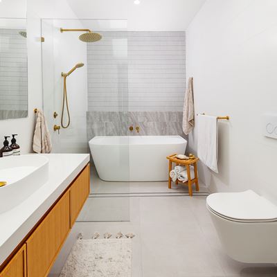SPIN Shower Arm Brushed Brass 400mm