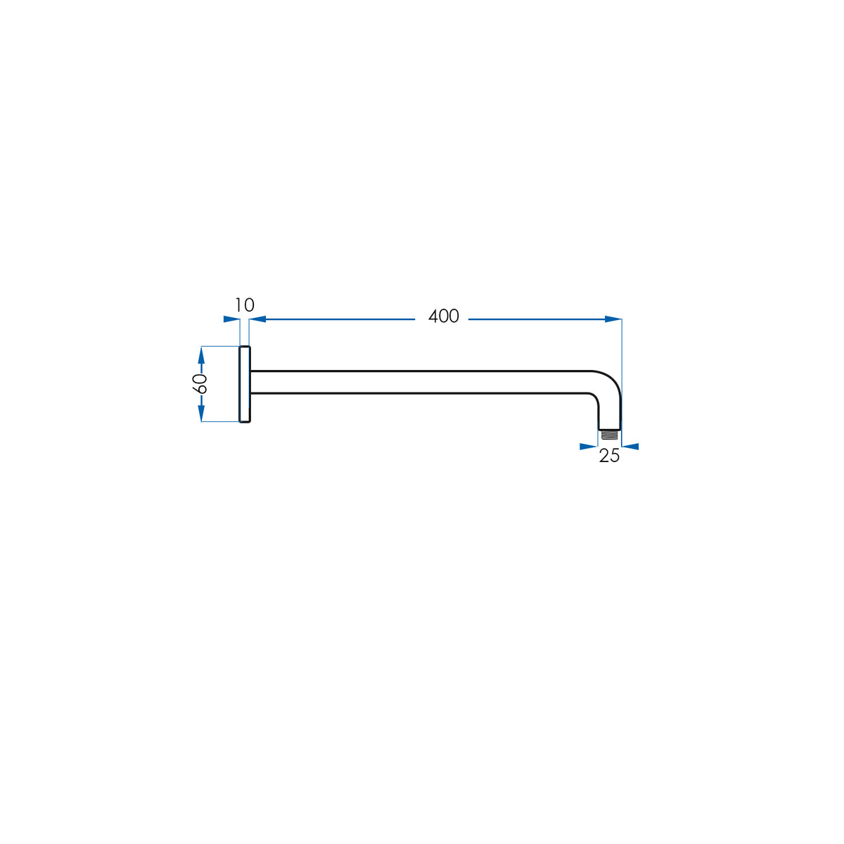 SPIN Shower Arm Brushed Brass 400mm