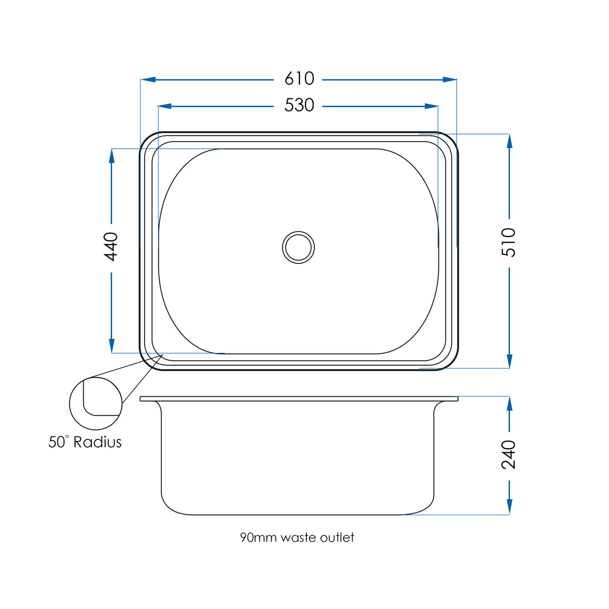STELLA Inset Laundry Tub 45L