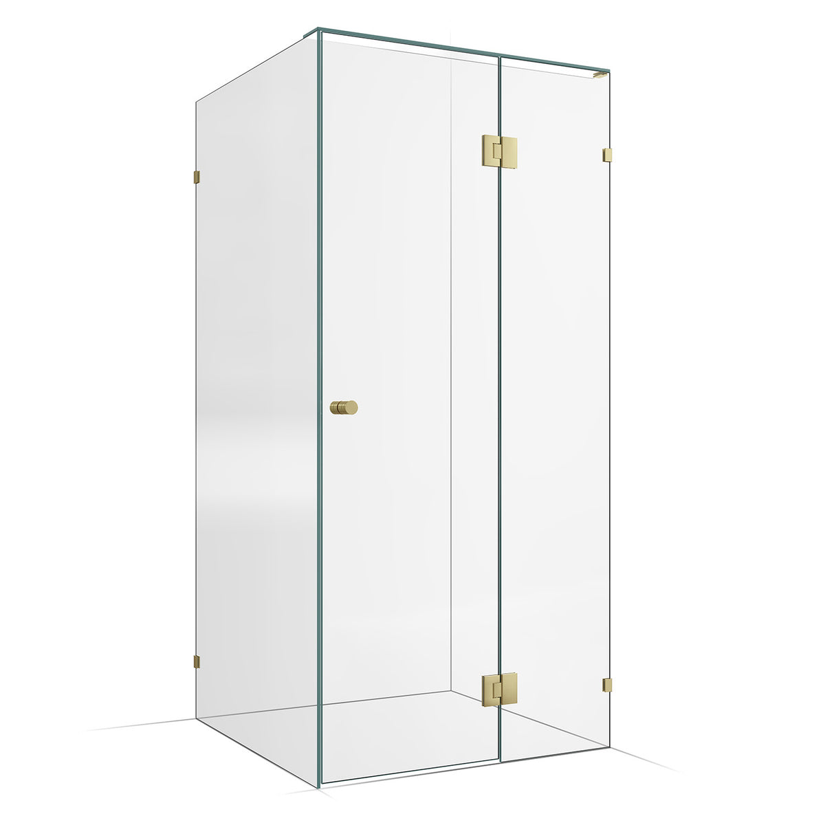 Frameless Shower Screen 1000x1000mm - 400mm Hinge Panel Brushed Champagne Gold