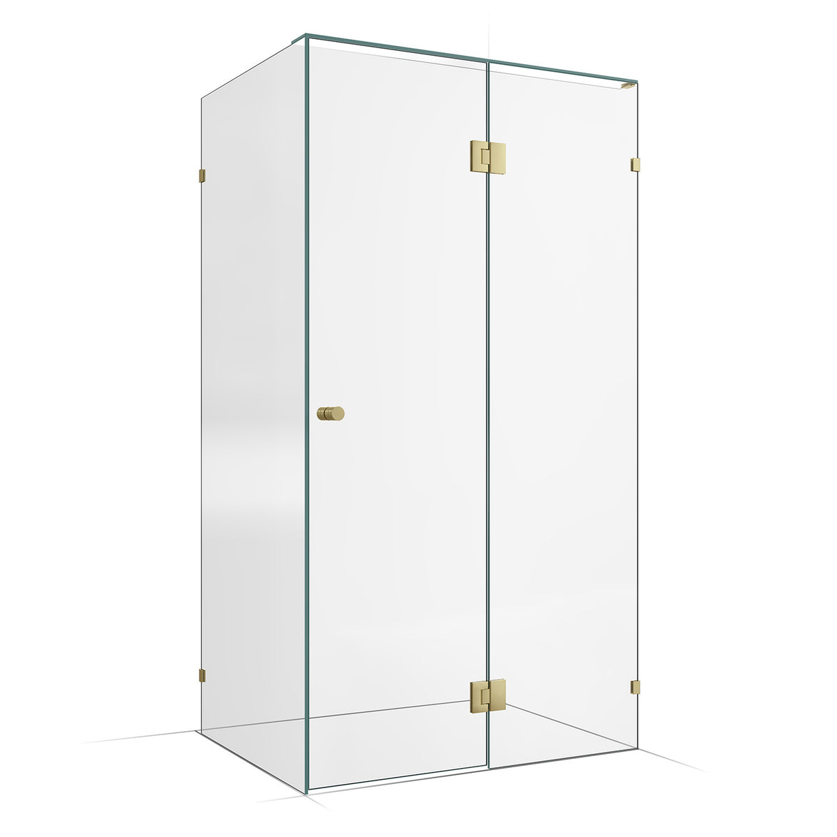 Frameless Shower Screen 1150X850X2000mm - 550mm Hinge Panel Brushed Champagne Gold