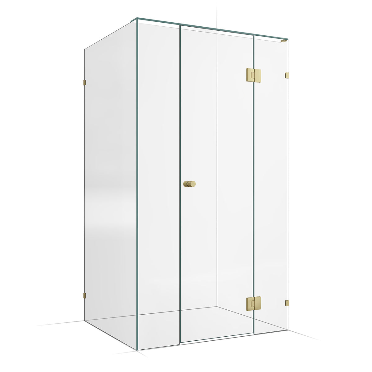 Frameless Shower Screen 1200x1000mm - 300mm Hinge Panel Brushed Champagne Gold