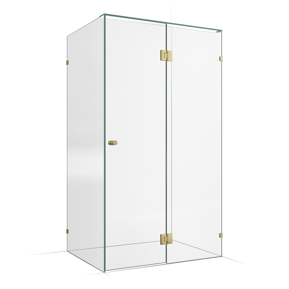 Frameless Shower Screen 1200x900mm - 600mm Hinge Panel Brushed Champagne Gold