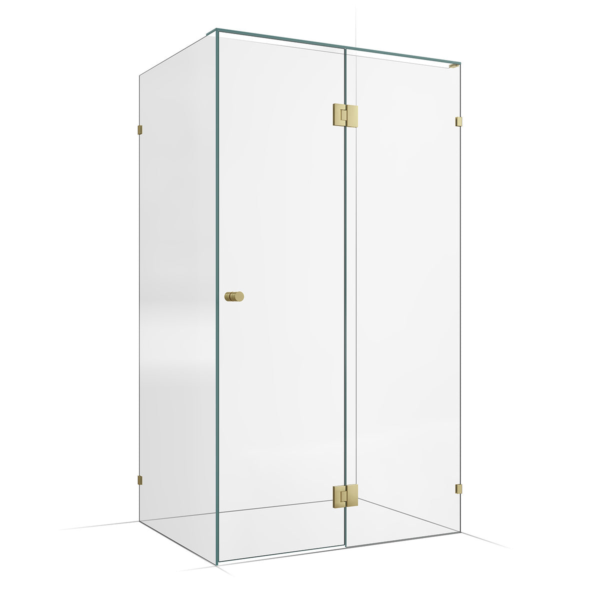 Frameless Shower Screen 1200x900mm - 600mm Hinge Panel Brushed Champagne Gold
