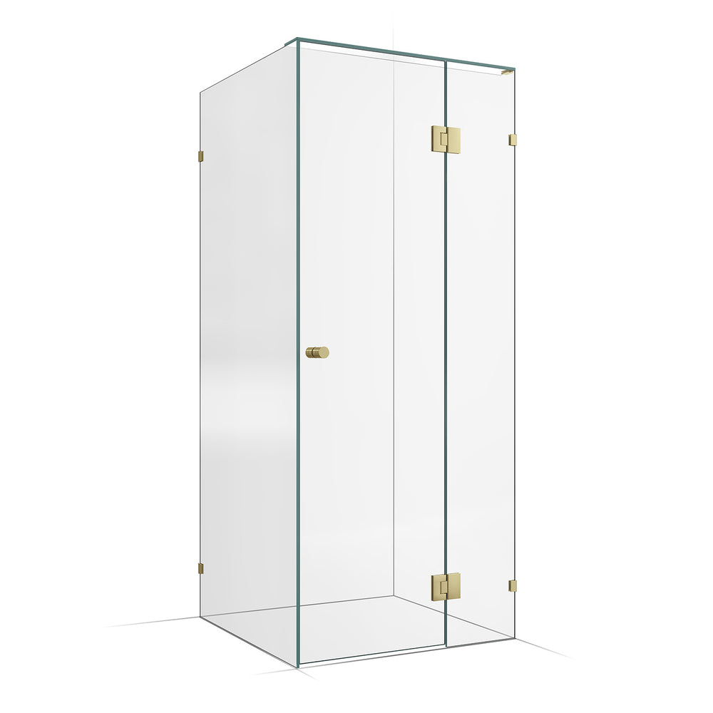 Frameless Shower Screen 900x900mm - 300mm Hinge Panel Brushed Champagne Gold