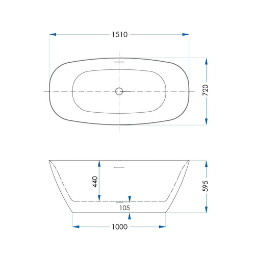 ACACIA Freestanding Bath with Overflow Matte White 1500mm