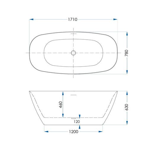 ACACIA Freestanding Bath with Overflow Matte White 1700mm