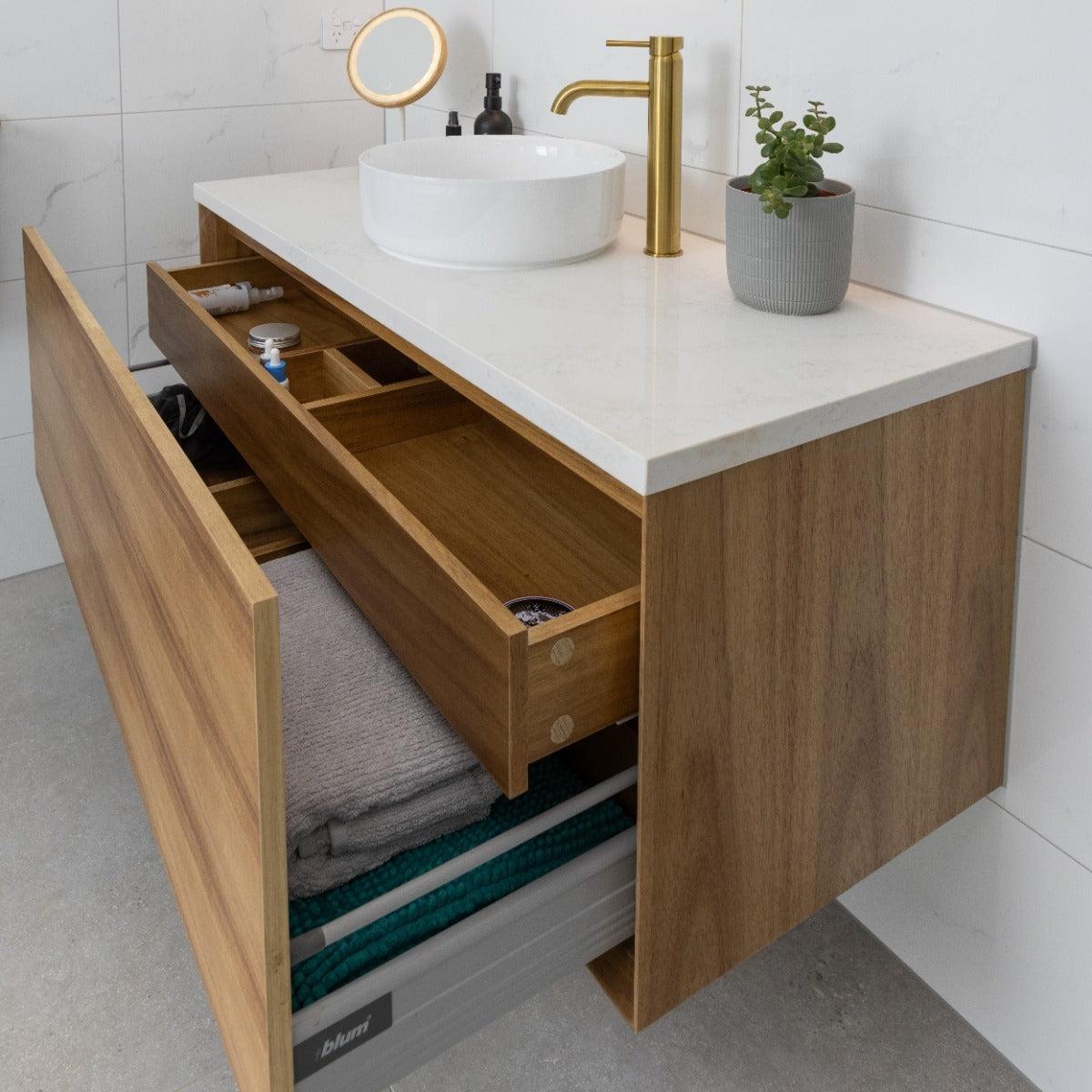 BARCLAY Wall Hung Vanity 1200mm Acacia Timber Veneer