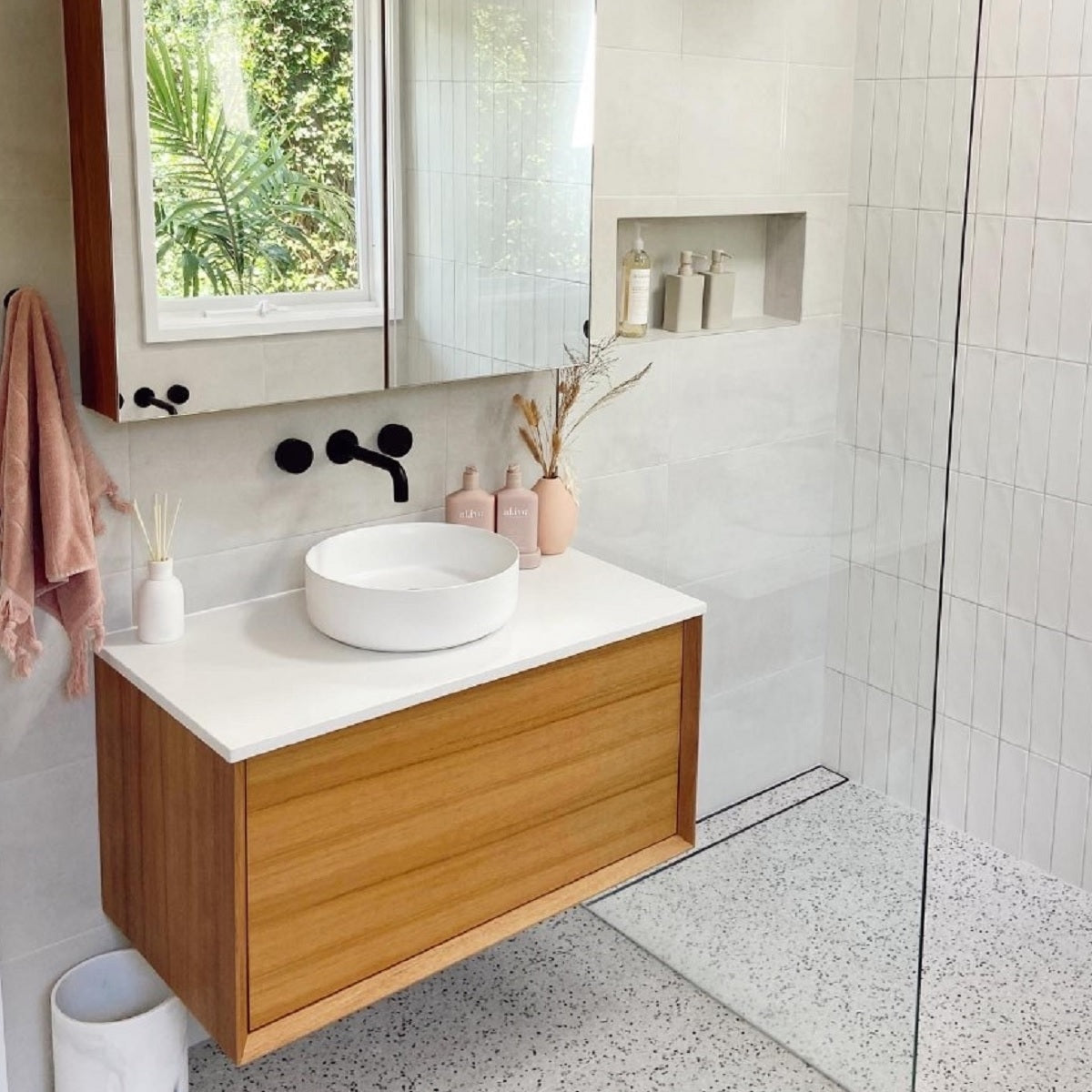 BARCLAY Wall Hung Vanity 750mm Acacia Timber Veneer