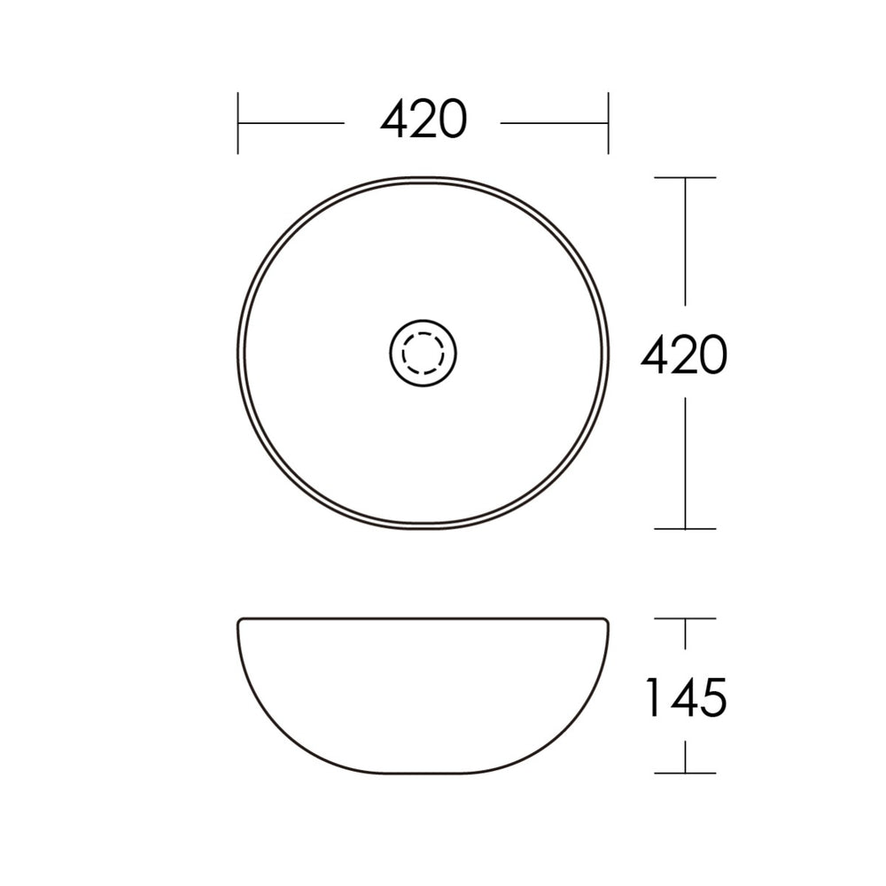 OMEGA Round Bench Mount Basin with Overflow Gloss White