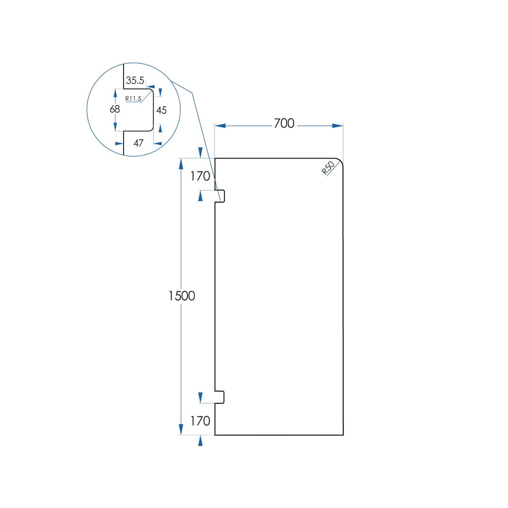 Bath Screen Kit - Single Panel 8mm Glass with Swing Pivot Gunmetal