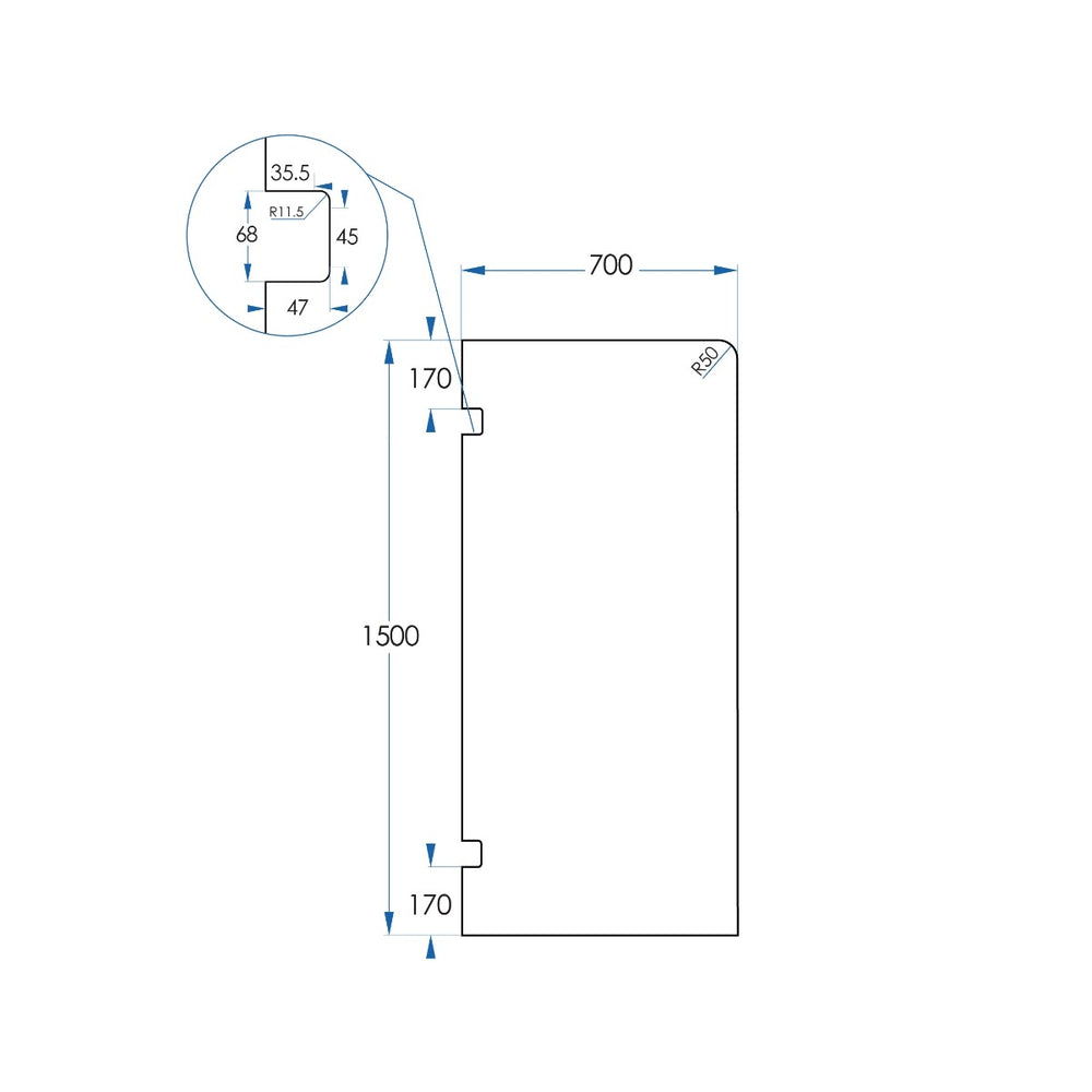 Bath Screen Kit - Single Panel 8mm Glass with Swing Pivot Champagne Gold