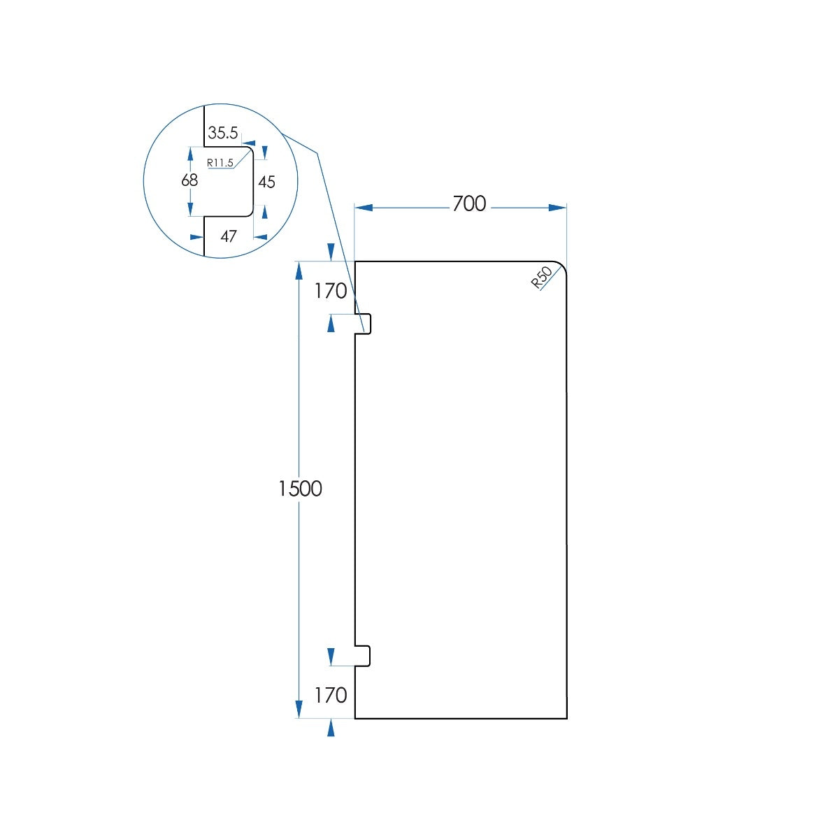 Bath Screen Kit - Single Panel 8mm Glass with Swing Pivot Champagne Gold