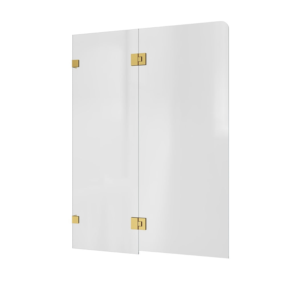 Bath Screen Kit – Fixed & Swing Double Panel 8mm Glass Swing Pivot Brushed Brass