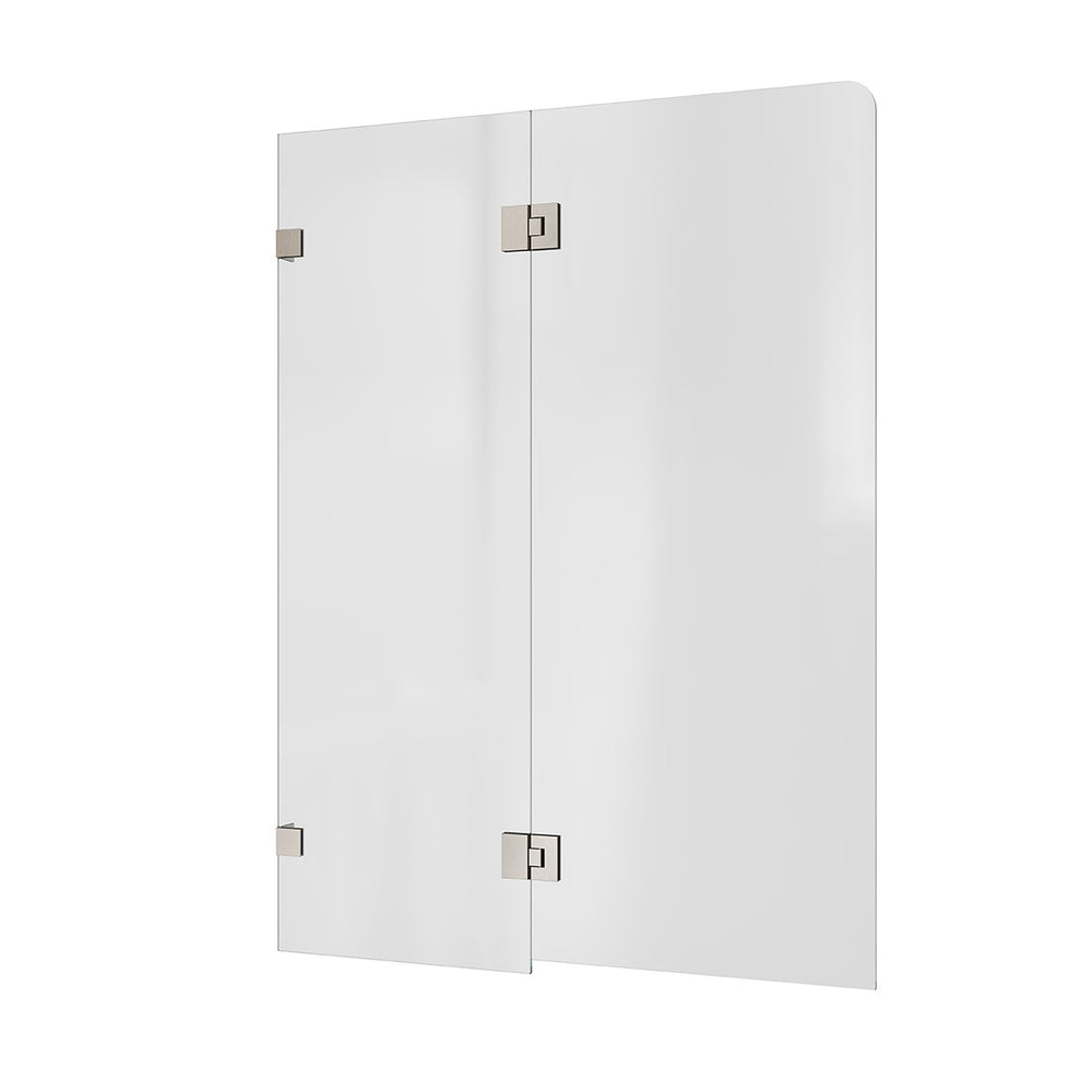 Bath Screen Kit – Fixed & Swing Double Panel 8mm Glass Swing Pivot Brushed Nickel