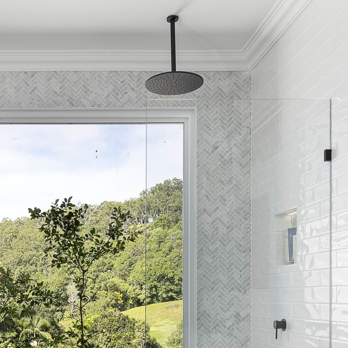 SPIN Ceiling Dropper Matte Black 450mm