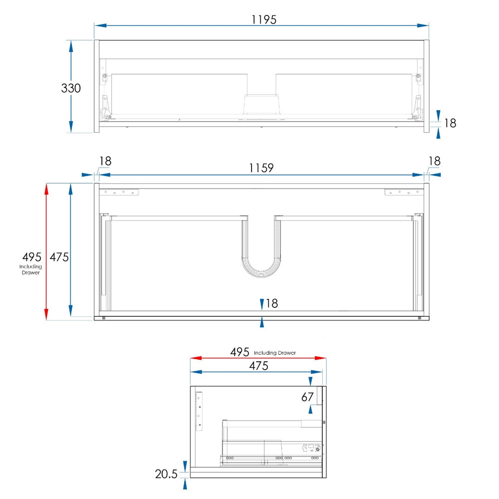 BOSTON Wall Hung Vanity 1200mm Matte White