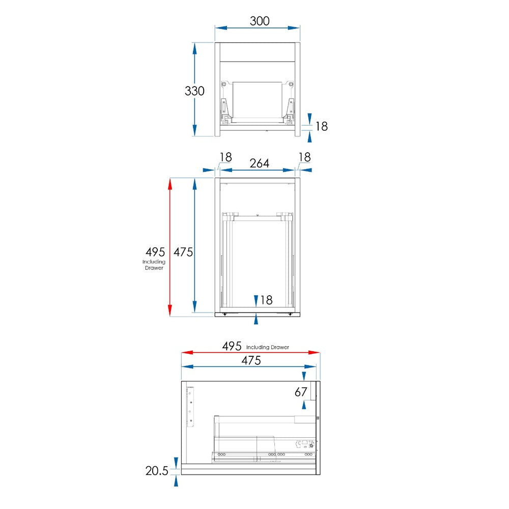BOSTON Wall Hung Vanity 300mm Matte White