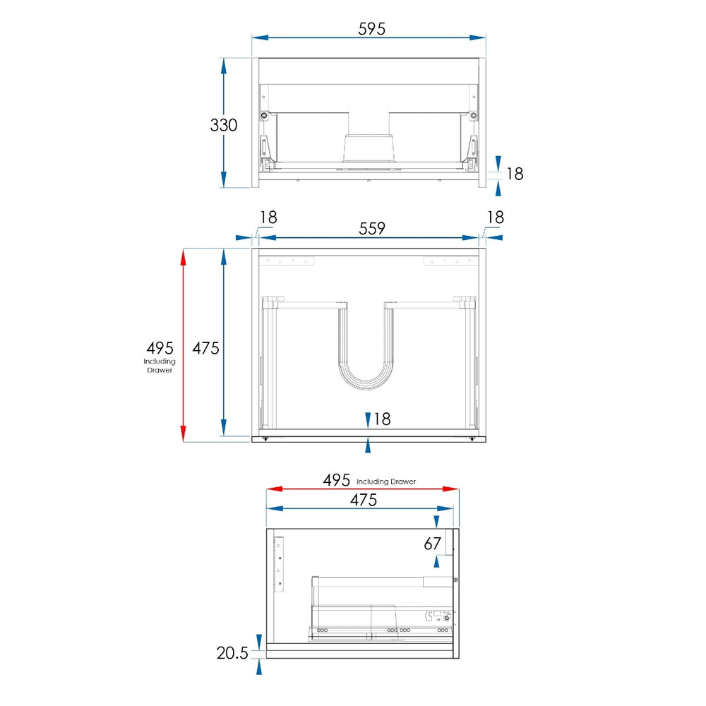 BOSTON Wall Hung Vanity 600mm Matte White