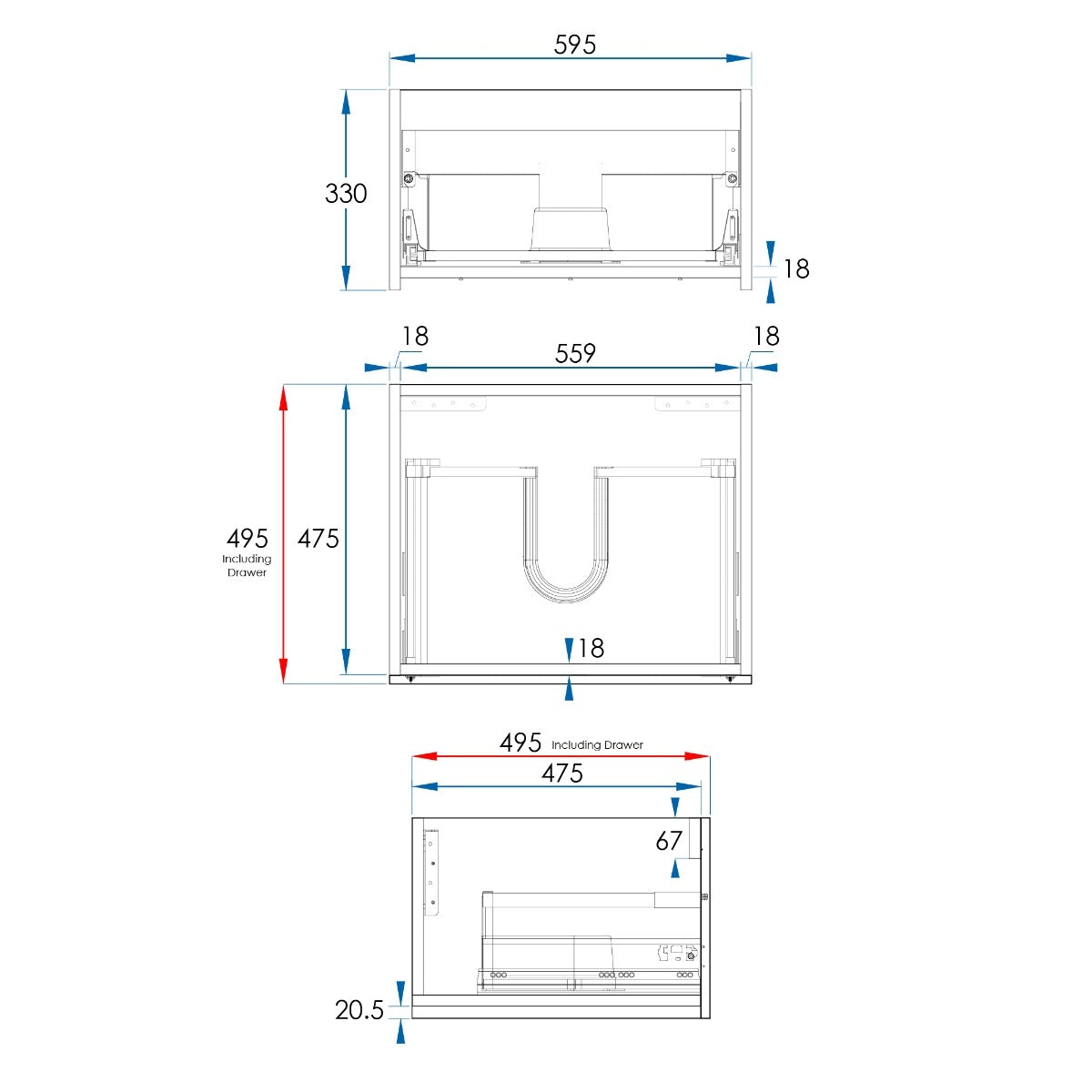 BOSTON Wall Hung Vanity 600mm Matte White