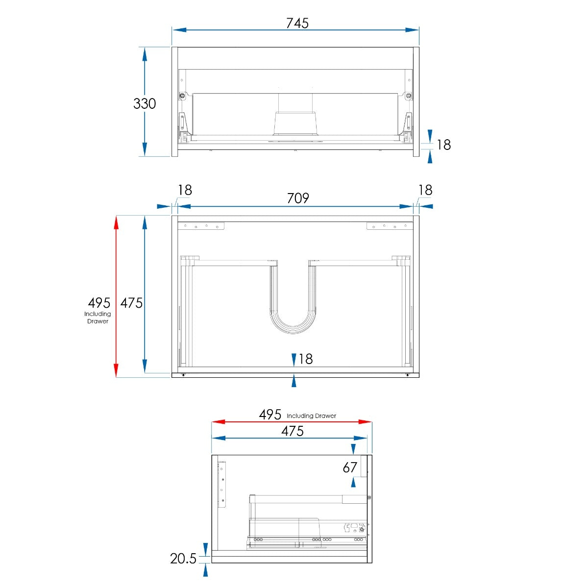 BOSTON Wall Hung Vanity 750mm Matte White