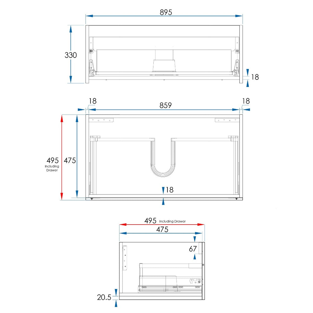 EDEN Wall Hung Vanity 900mm Matte White