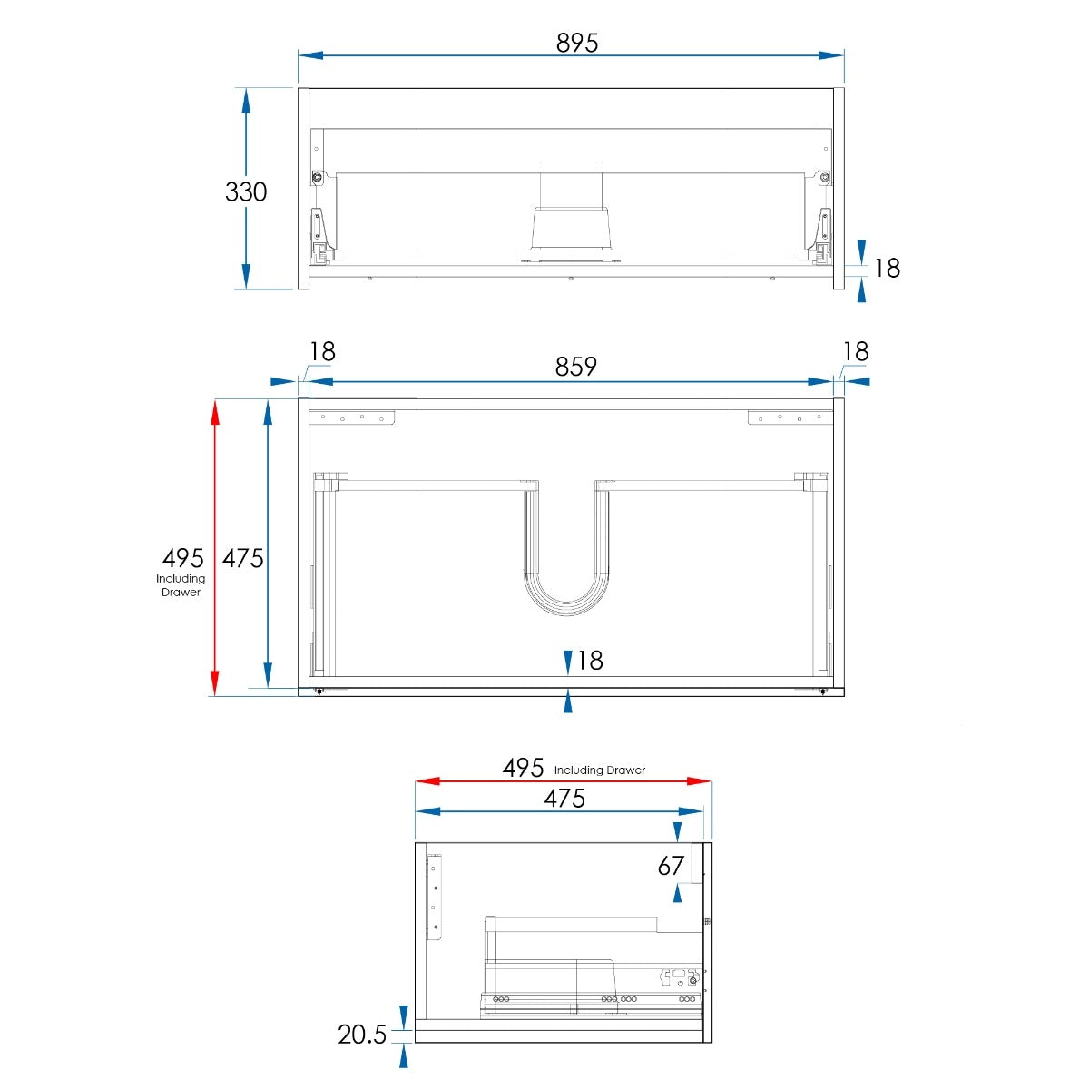 BOSTON Wall Hung Vanity 900mm Matte White