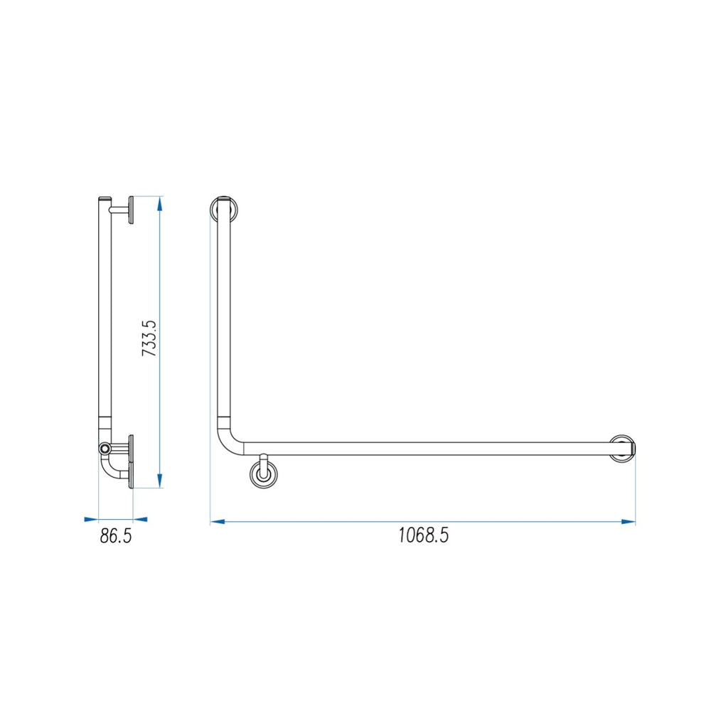 CARE ACCESS Grab Rail LHS 1000x600mm Brushed Brass